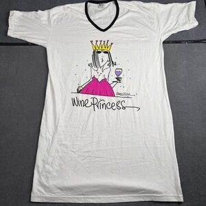Vintage Emerson Street Wine Princess Sleep Shirt Nightgown White Ringer Tee OS